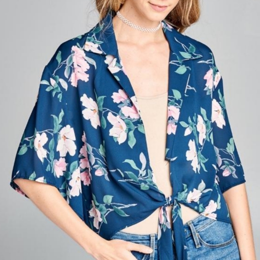 Floral kimono blazer